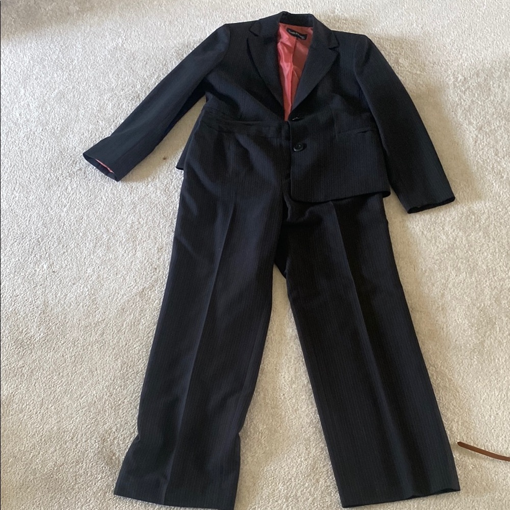 Elegant Black Suit with Subtle Pinstripes